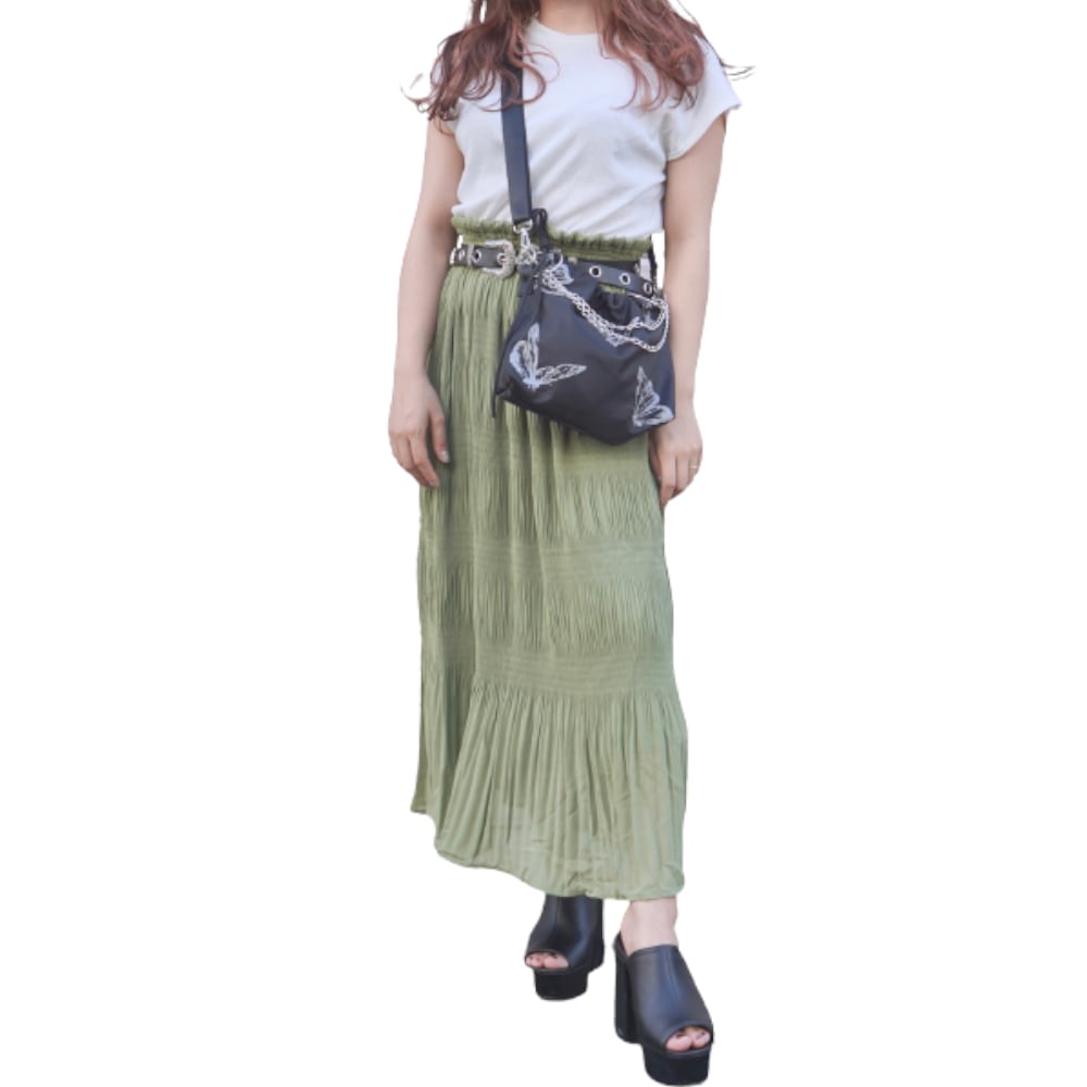 Majorica Pleats Switching Onepiece (green tea) A.D.G レディース ファッション