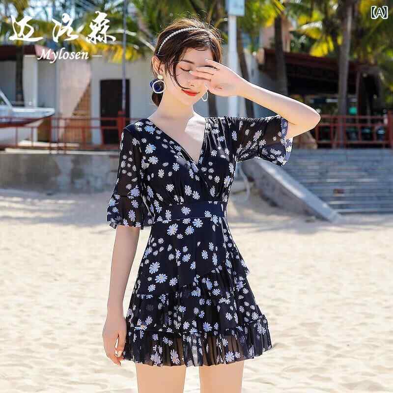 ワンピース 水着 レディース かわいい 夏 プール ビーチ カジュアル 半袖 スカート ブラック 黒 リゾート 海