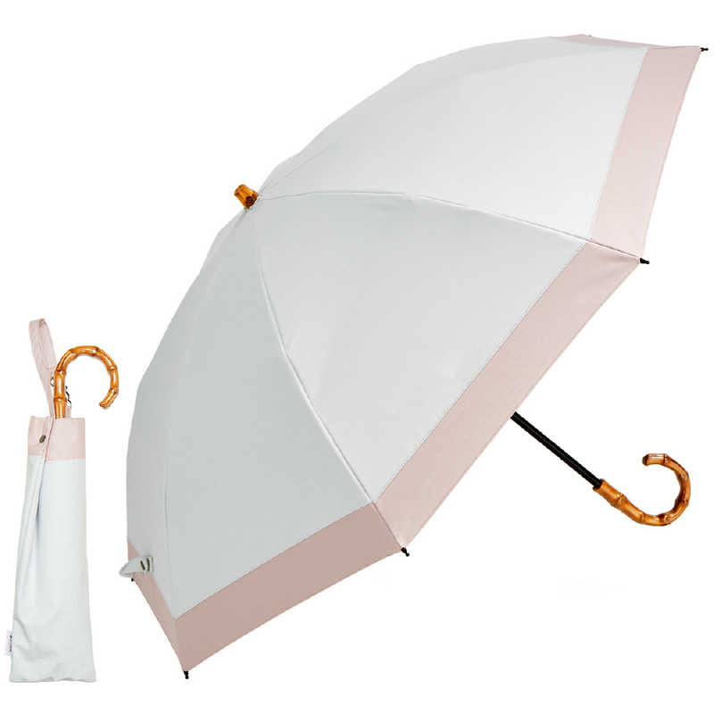 KIZAWA　2段式折りたたみ日傘シルキーラックス glare バイカラー ［日傘 /50cm］ ホワイト×ピンク　S211-M50O-off-pink 4,959円