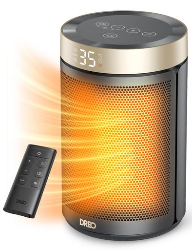 DREO SPACE HEATERS FOR INDOOR USE, PORTABLE HEATER WITH THERMOSTAT, 1-12H TIMER, ECO MODE AND FAN MO