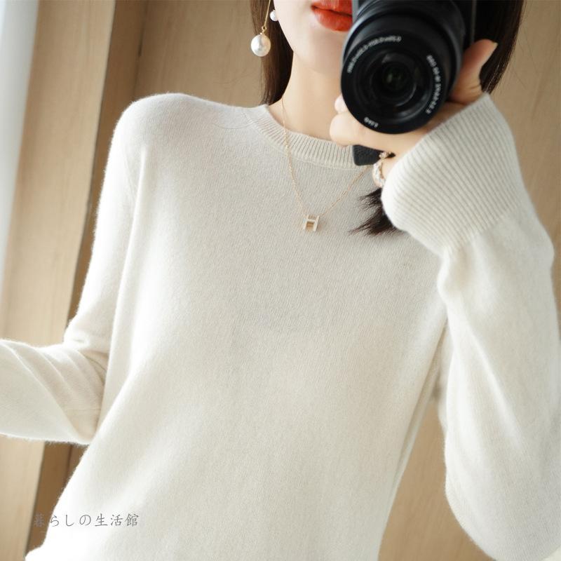 セーター ニット レディース 丸首 ニットセーター 長袖 プルオーバートップス 防寒 柔らか シンプル 体型カバー 無地 通勤 春秋 カジュアル