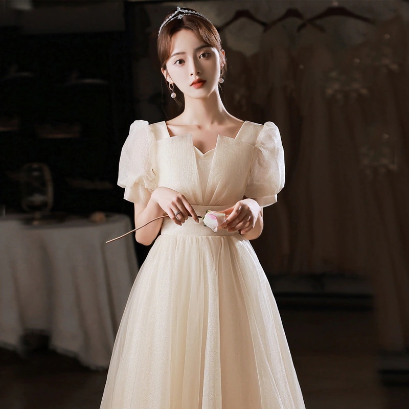 女性用イブニングドレス2025気質ピアノ演奏シンプルエレガント宴会ブライズメイドエレガントイブニングドレス夏