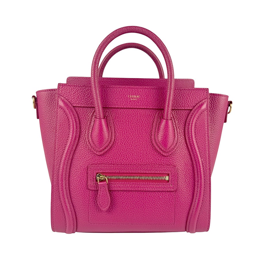 セリーヌ CELINE ハンドバッグ ショルダーバッグ ラゲージ ナノ ショッパー レザー マゼンタ ゴールド レディース z6252