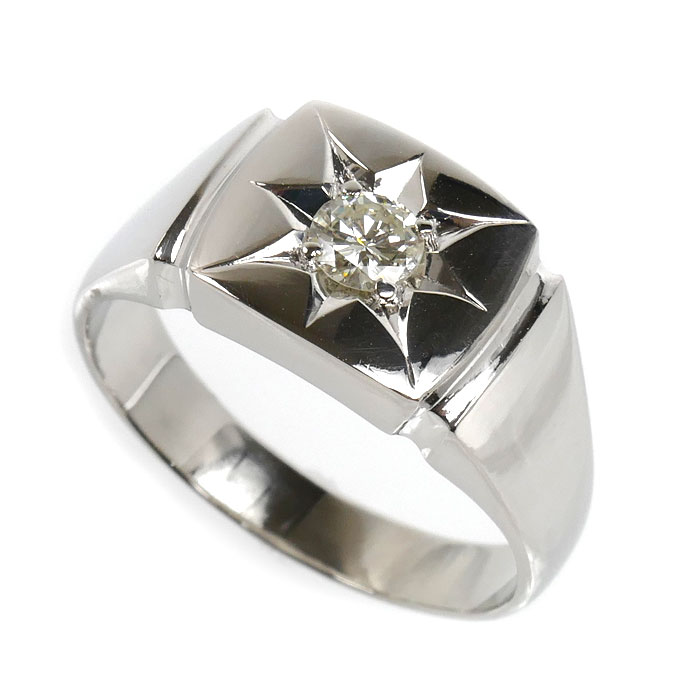 Pt900プラチナ リング・指輪 ダイヤモンド0.34ct 17.4g 26号 メンズ 中古
