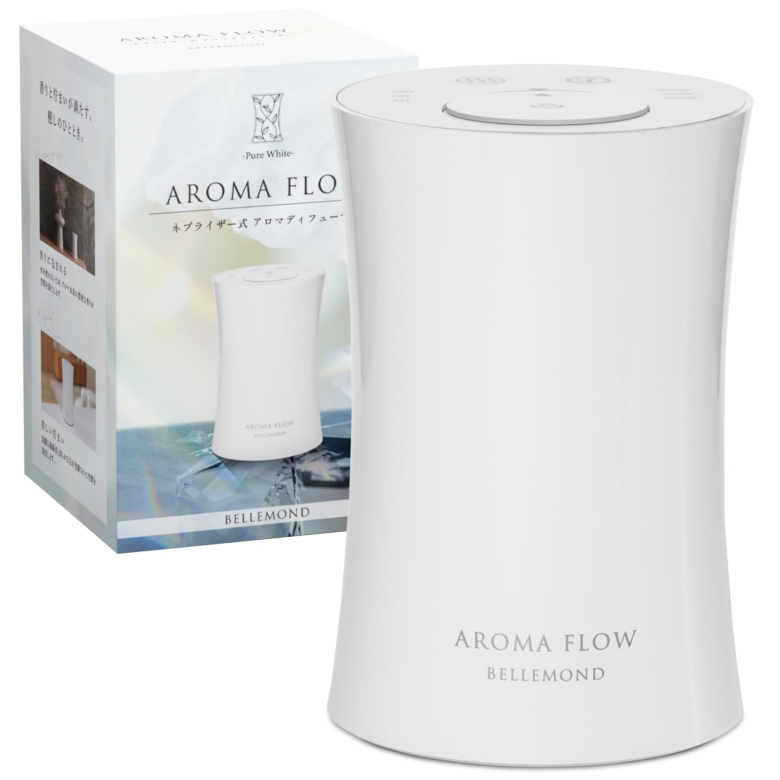 AROMA FLOW (アロマフロー) アロマディフューザー 水なし ネブライザー式 コードレス USB充電式 タイプC 長時間使用可能 30時間 タイマー付き ミスト量調整可 クリスマス ギフト プ