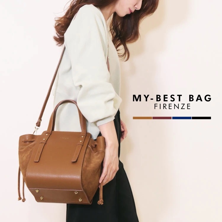 [MYBESTBAG]牛革スエードハンドバッグイタリア製