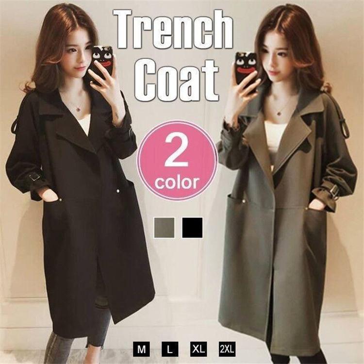 アウター レディース ロング キレイめ 無地 ジャケット トレンチコート 秋服 ロングコート 薄手 代引不可 ゆったり