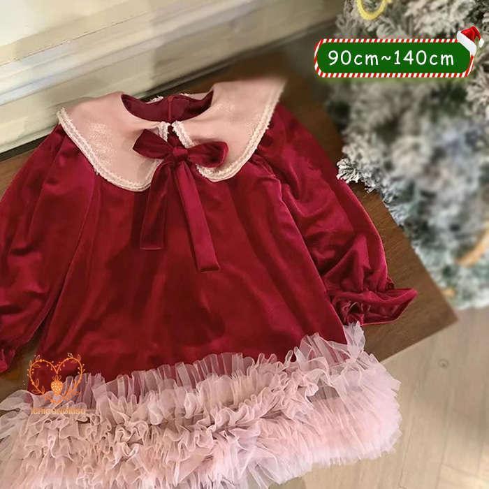 12月のおすすめクリスマス プリンセス ドレス 子供 女の子 キッズ ベルベット 長袖 祝い コスプレ 衣装 誕生日 子どもドレス キッズドレス 七五三