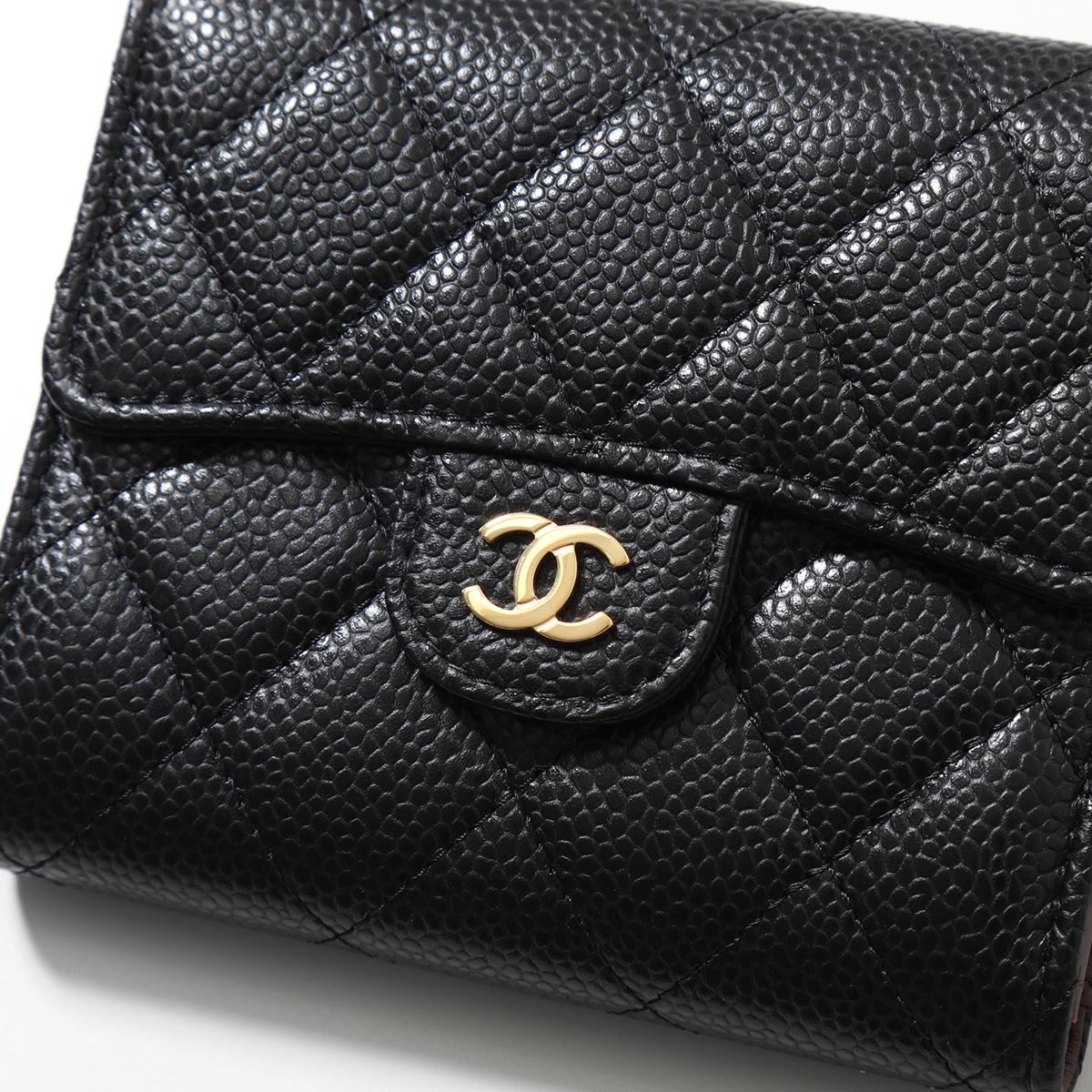 CHANEL シャネル 二つ折り財布 AP0231 Y01864 C3906 レディース MATELASSE マトラッセ キルティングレザー ミニ財布 ブラックGD-キャビア 【箱B】