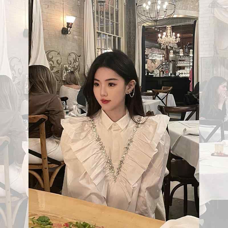 新品大人気 上品 長袖 スカート フリルシャツ ドレス デザイン レディース 春秋 フレンチスタイル 可愛い ワンピース キレイ