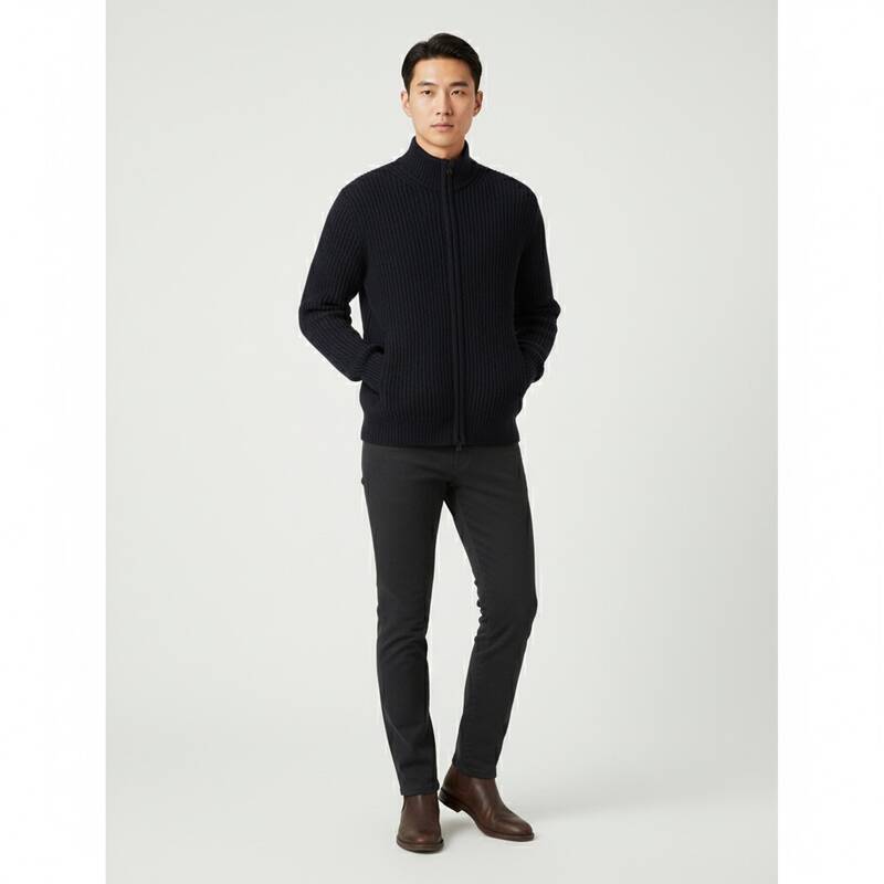 シーピーカンパニー ラムズウール ジップアップカーディガン ネイビー メンズ 19CMKN131A 110149A 888