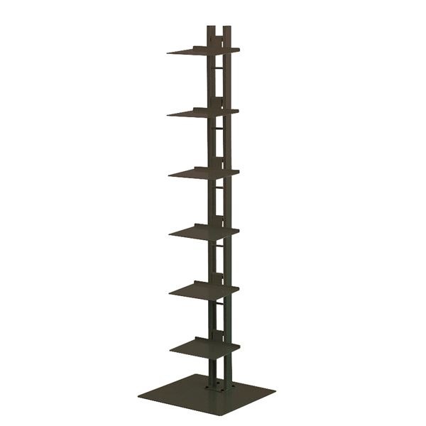 タワーシェルフ/収納棚 (ブラック) 幅35cm×奥行33cm×高さ130cm 日本製 スチール製 棚板6枚付き 17,039円