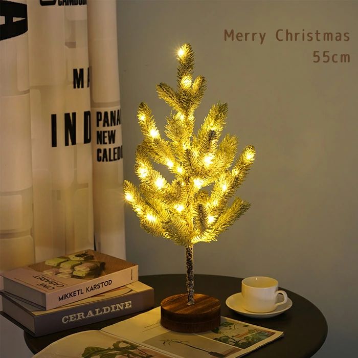 大人気，【高品質の製品】クリスマスツリー 卓上 55cm 卓上ツリー LEDイルミネーション 電球色 ミニツリー 雪化粧 枝ツリー 小枝ライト DIY キラキラ 雰囲気 インテリア 電池式 インスタ映