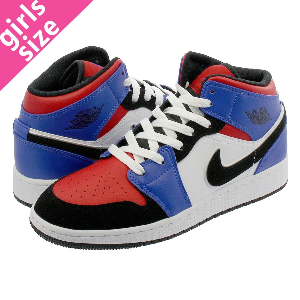 AIR JORDAN 1 MID BG WHITE/BLACK/HYPER ROYAL 【TOP3】