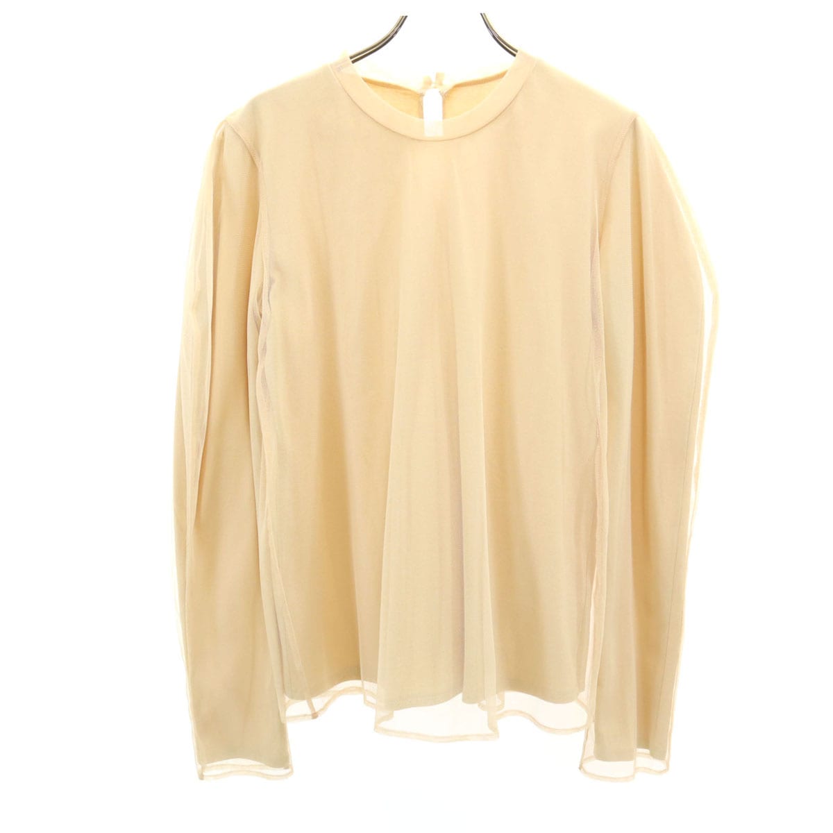 長袖 メッシュレイヤード カットソー 2 ベージュ トップス レディース 古着