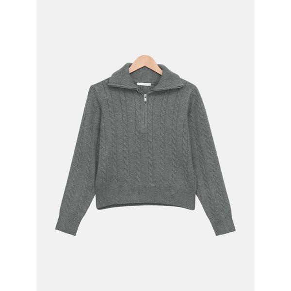 女性冬ソフトモーダルケーブルハーフジップニット LSLOT009_P412706649