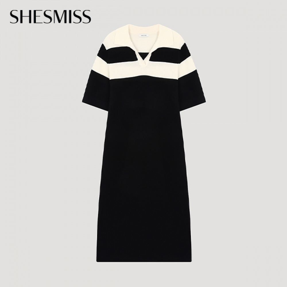 (シールズミス) カラーマッチングカラーニットワンピース_SSKOPO22010_BK