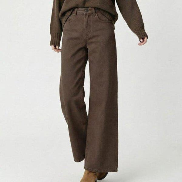 (MIZ)1565ワイドスリットホットパック起毛バンディングパンツ 冬