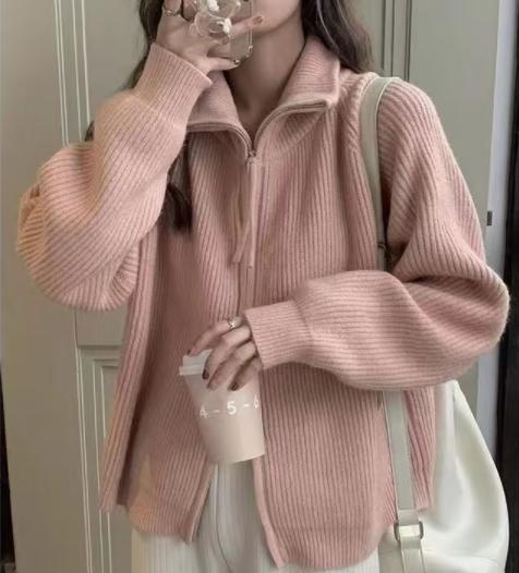 裏起毛ファッション ベーシックニット レディースアウター 秋冬新作おしゃれゆったりニットカーディガンレディースモチモチデザイン