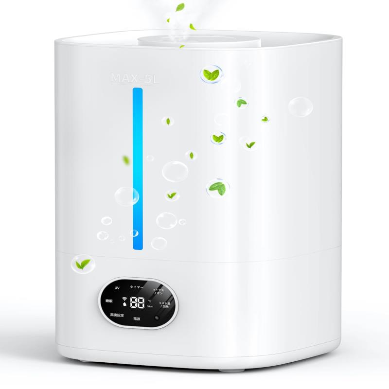 加湿器 大容量 ハイブリッド式【乾燥対策・AI知能恒湿・５重除菌&空気清浄】加湿器 加熱式&超音波式 加湿量 300ml かしつき 上から給水 小型 卓上 デスク用 アロマ対応 空気洗浄機能 空焚き防