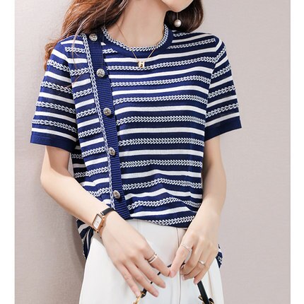 ニット セーター カットソー クルーネック 半袖 細身 かわいい 大人可愛い きれいめ シンプル エレガント 上品 春 夏 デート オフィス お出かけ 韓国 モテ S L XL 2XL 大きめ