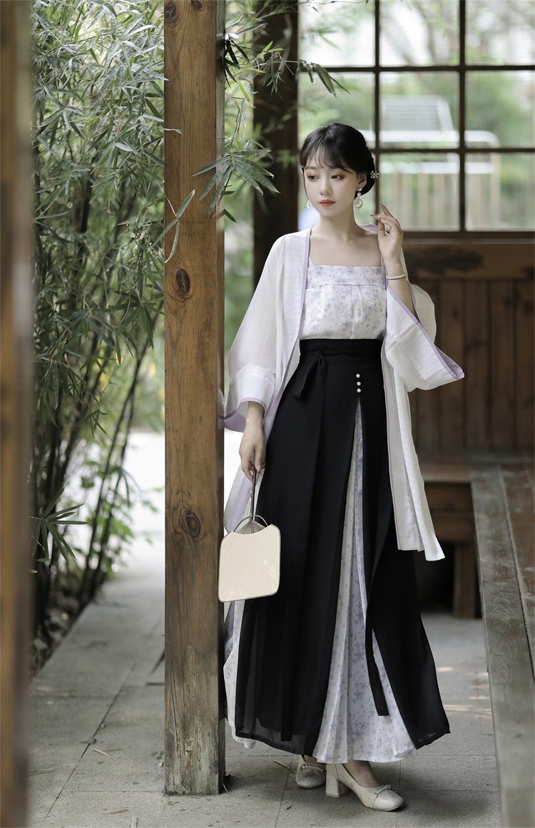 早い者勝ち オリジナルデザイン 改良漢服 中華風 ベアトップ ロングスカート 3点セット 春秋 コート トップス 肌にやさしい 気質 スリム