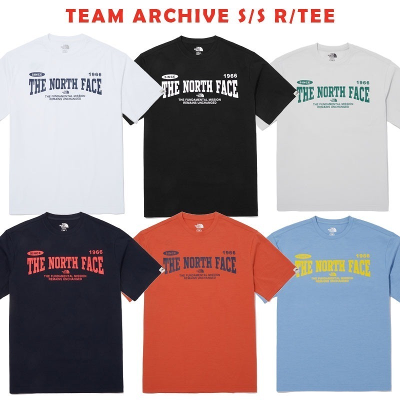 韓国正規品保証 関税負担なし NT7UQ07J TEAM ARCHIVE S/S R/TEEデイリー 基本 着装 男子 女子 人気 韓国 ファッション 男女共用 アウトドア