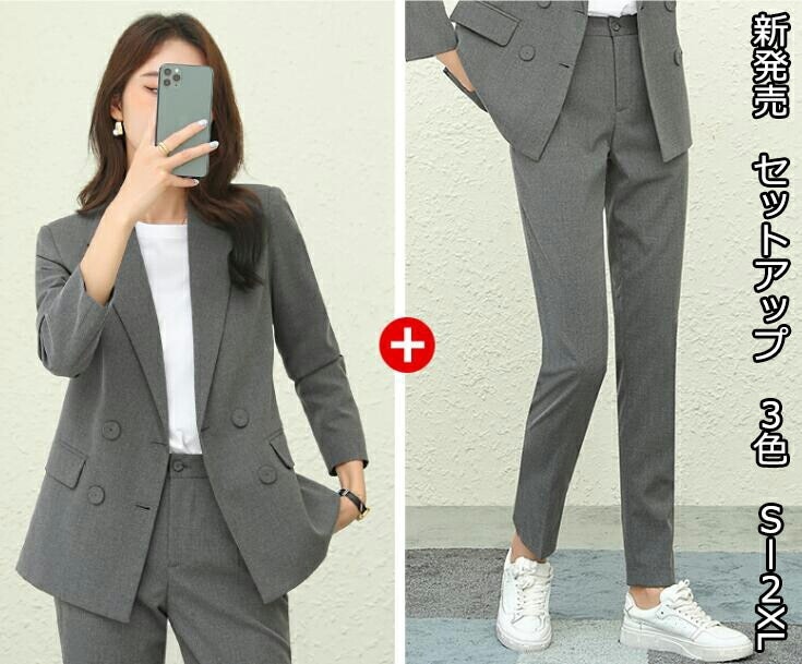 出血大サービス お得な3点セット 3色 無地 パンツスーツ 長袖ジャケット＋シャツ＋パンツ ビジネス 20代30代40代 通勤 OL 着痩せ フォーマル 結婚式 二次会 キャバ レディーススー