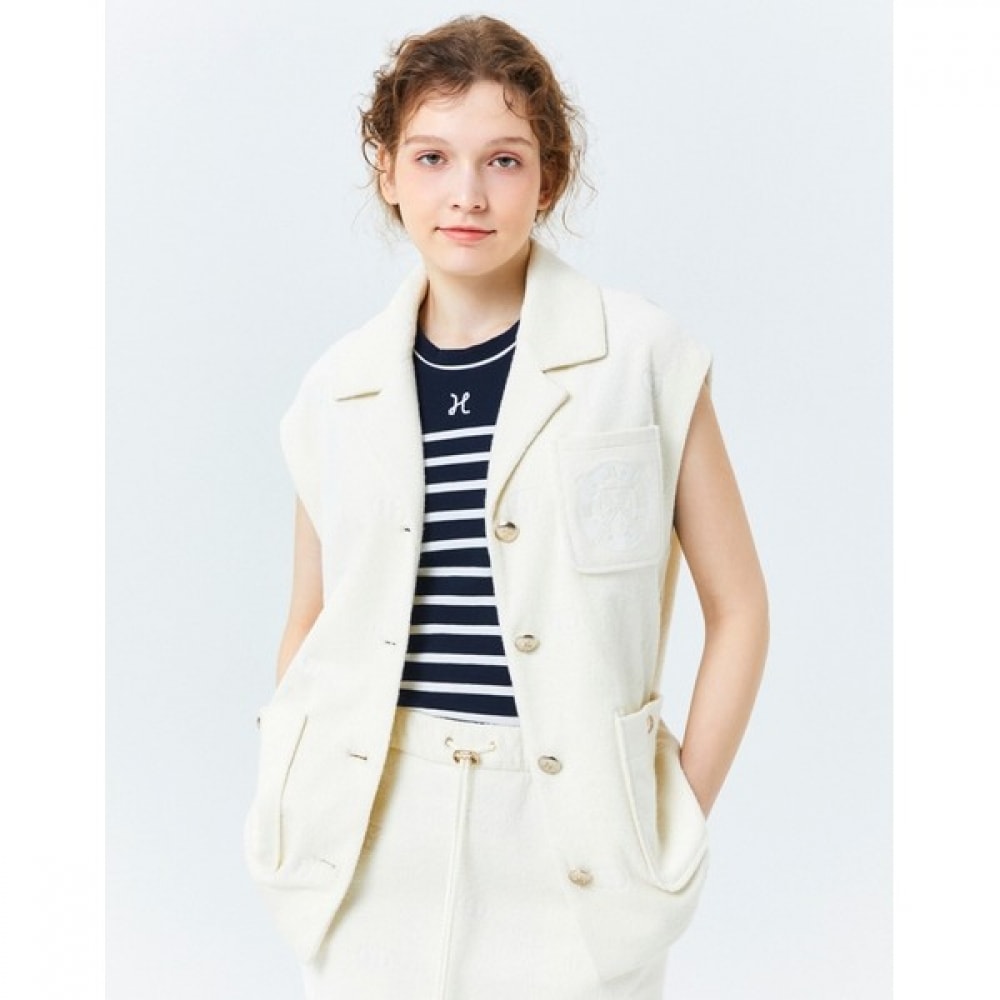 (ヘッジズレディース) 24SS クリームポケットカラーコットンブレンドベスト HSJA4B404CR 17,593円