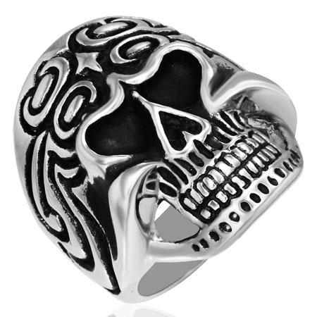 タトゥスカルステンレスリング(RMT133)指輪 28号 ドクロ ガイコツ 不気味 入れ墨 個性的 サージカルステンレス316L メンズ レディース 男性 女性 プレゼント r0608xxxxxxxx 5,742円