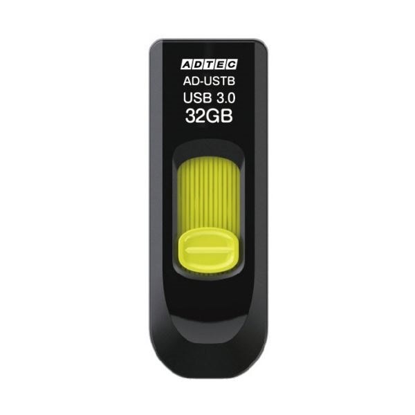 （まとめ）アドテック USB3.0スライド式フラッシュメモリ 32GB ブラック&イエロー AD-USTB32G-U3R 1個2セット