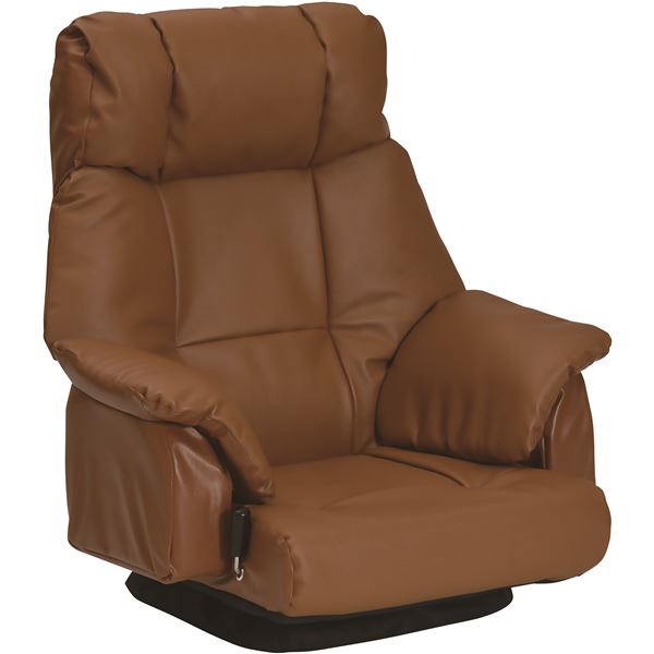 チェア フロアチェア リクライニング 本革 回転 キャメル 組立品