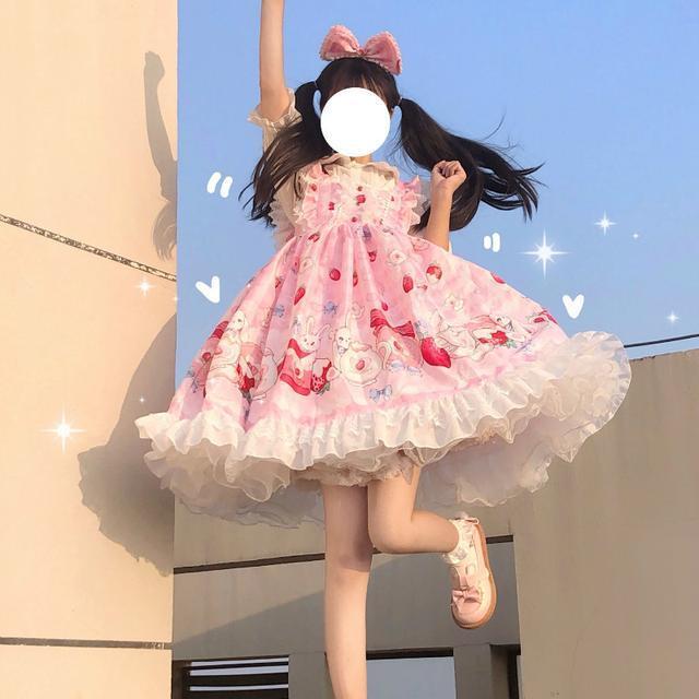 メイド服 新作 COS 二次元 オリジナルデザイン日系うさぎ召使いjskキャミソールワンピース