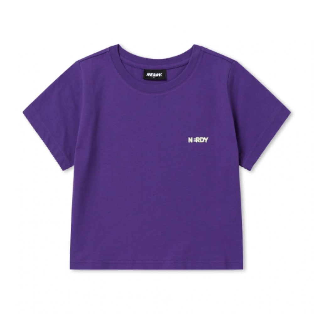 NERDY 女性用ブランクスモールロゴクロップショートスリーブ T シャツダークパープル