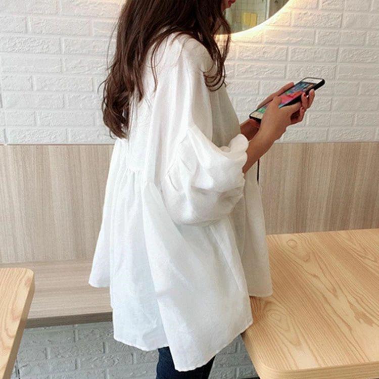 夏新作シャツブラウス レディース 夏 半袖 ぽわん袖 ボリュームスリーブ フリルブラウス