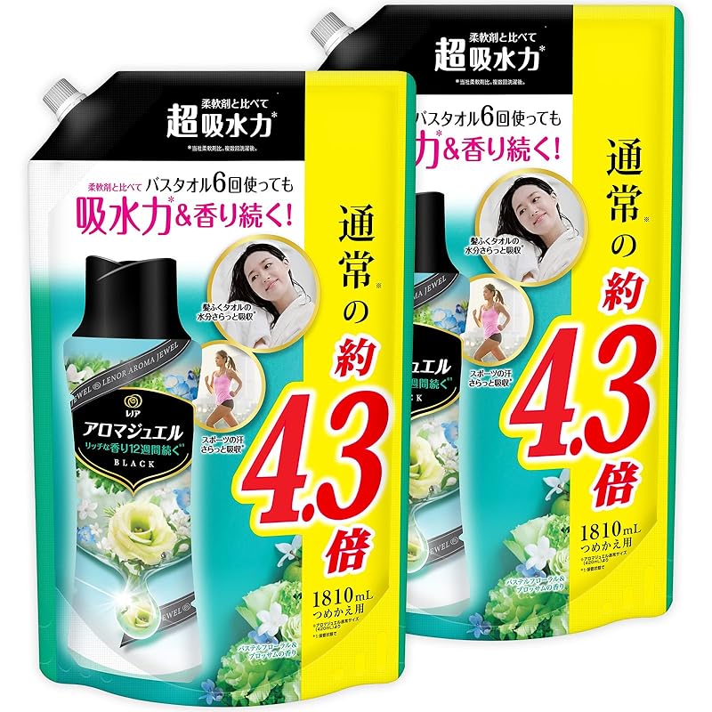 【即納】レノア ハピネス アロマジュエル 香り付け専用ビーズ パステルフローラル＆ブロッサム 詰め替え 1,810mL×2袋【まとめ買い】 [大容量]