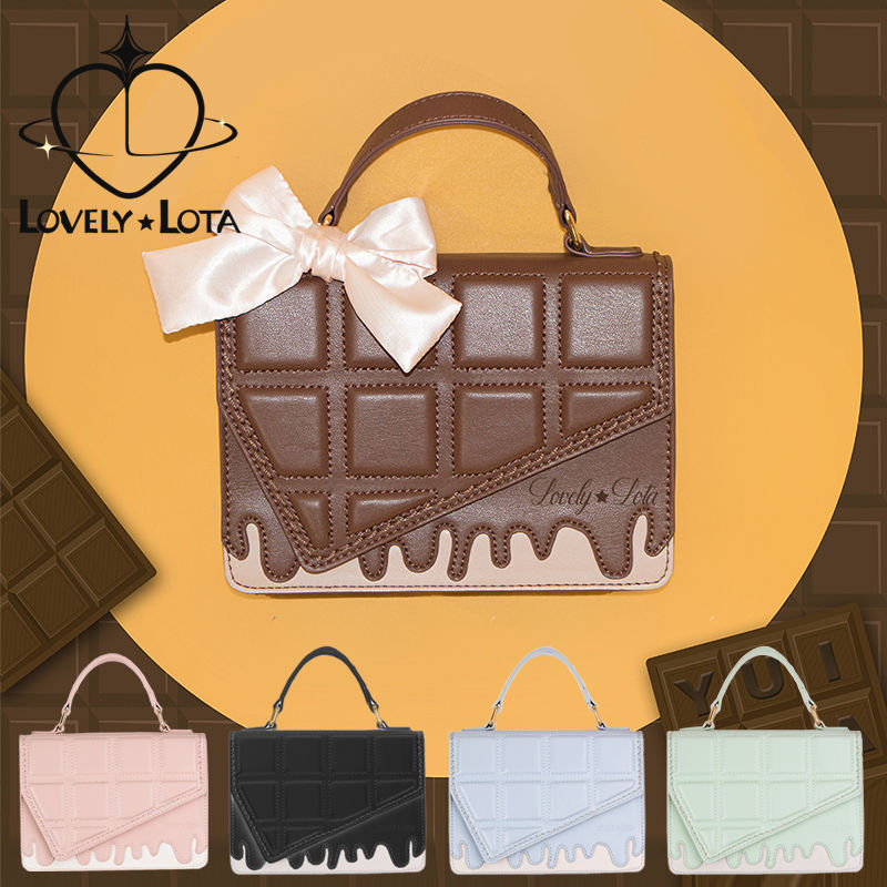 LovelyLota方糖チョコレート小方包手提げ斜め掛け百合女包蝶かわいい斜め掛け包