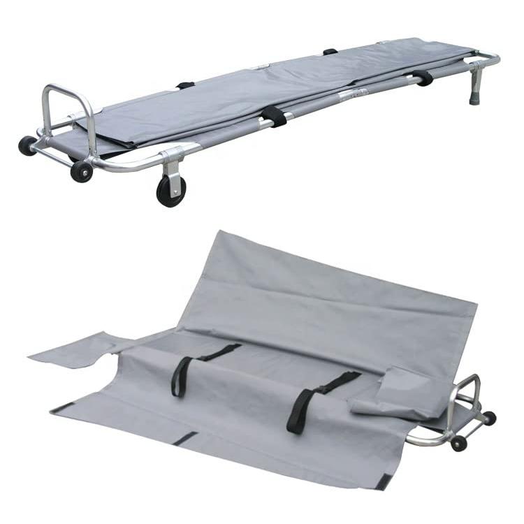 ストレッチャー 簡易 担架 二つ折り コンパクト 折りたたみ PU製 防水 耐食 遺体用 救助 介助 災害対策 防災グッズ (アルミニウム合金)