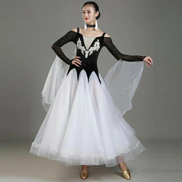「社交ダンス専用」ダンス ドレス レース切替 優雅 演出服競技用 S/M/L/XL/2XL ワルツドレス 華やか 高級感 エレガント ステージ衣装 踊りドレス イベント服スタンダードダンス 舞台　レッ