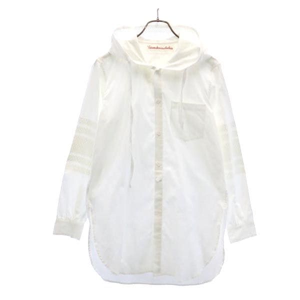 長袖 メッシュフード付き ロングシャツ S 白 メンズ