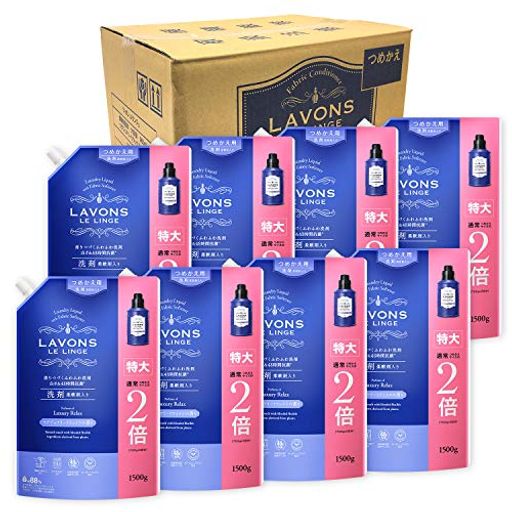 【ケース販売】 ラボン 柔軟剤入り 洗濯洗剤 ラグジュアリーリラックス [アンバーウッディ] 詰め替え 特大 1500G×8個 6,686円
