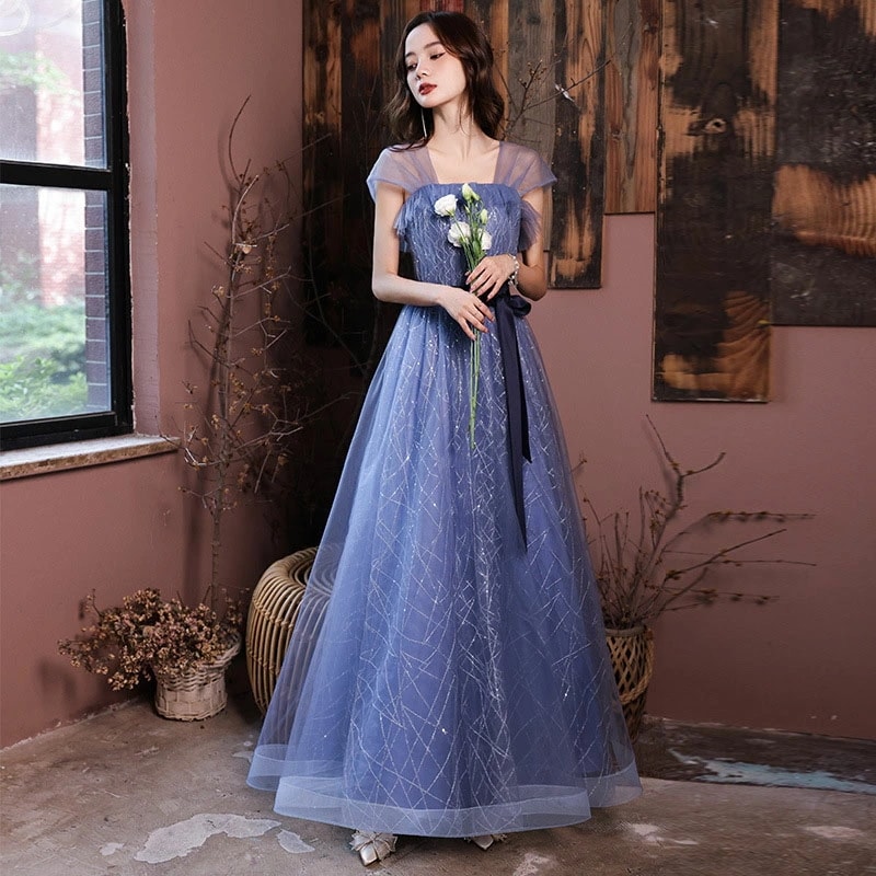 6月の新製品すぐに発送可能 ウエディングドレス カラードレス カクテルドレス ロングドレス パーティードレス 発表会 演奏会 ステージドレス イブニングドレス 大人 ブルー 青 ファスナー ウェディン