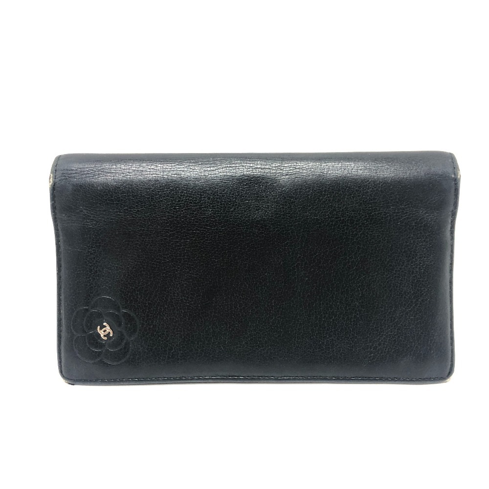 長財布 カメリア 2つ折り財布 長財布 財布 ウォレット レザー ブラック