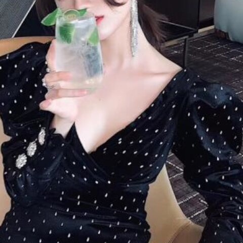 ワンピース 長袖 春 秋 冬 きれいめ タイトスカート ミニ丈 ショート丈 膝上 パフスリーブ Vネック 深 Vネック スリム タイト 細身 ストレート ブラック ベージュ S M L ジャスト かわ