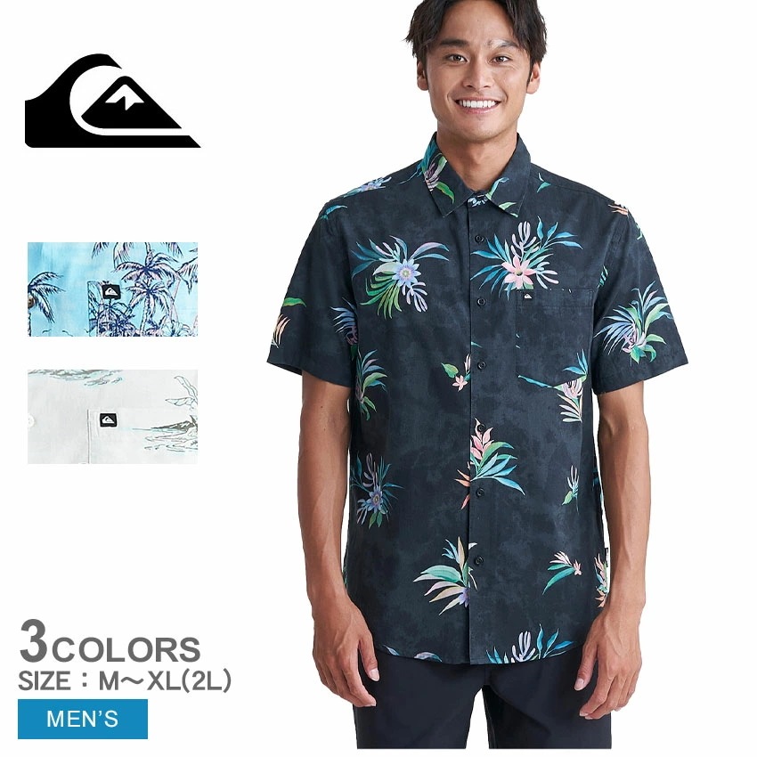 半袖シャツ メンズ APERO CLASSIC SS ホワイト 白 ネイビー 紺 AQYWT03312 トップス ウェア カジュアル アロハシャツ ボタニカル柄 総柄 サーフィン 海 おしゃれ 人気