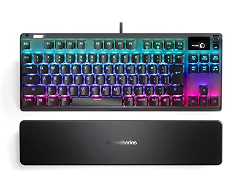 SteelSeries ゲーミングキーボード テンキーレス 青軸 有線 日本語配列 有機ELディスプ