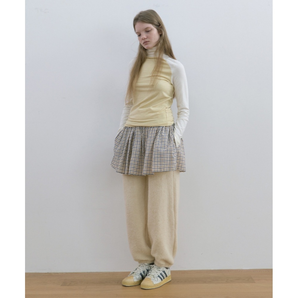 ノーコンテンツ140. チェックミニスカート_ベージュチェック