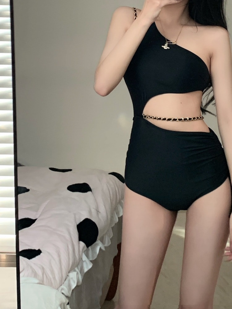 【急速出荷!】スタイル 水着 片肩 ビキニ セクシー エレガント 水泳着 温泉 スリムフィット ギャザリング sweet系