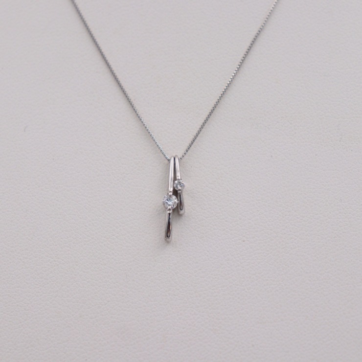 美品 no brand ノーブランド ネックレス 50202503 じゅえる花子 K18WG ダイヤモンド ホワイトゴールド デザインネックレス ダイヤモンド 0.06ct 0.033ct【本物保証】