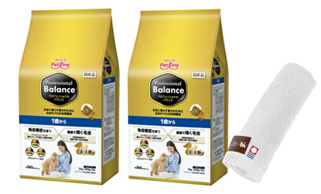 プロフェッショナル バランス １歳から 3kg 2個セット 【犬想いオリジナル今治ハンドタオルセット】【タオルカラー ホワイト】